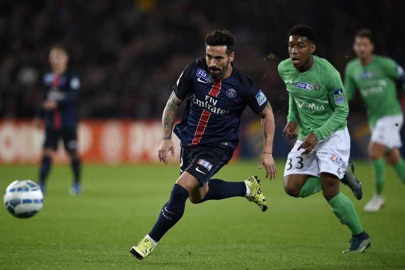 Ezequiel Lavezzi avec le PSG face à Saint-Étienne le 16 décembre 2015