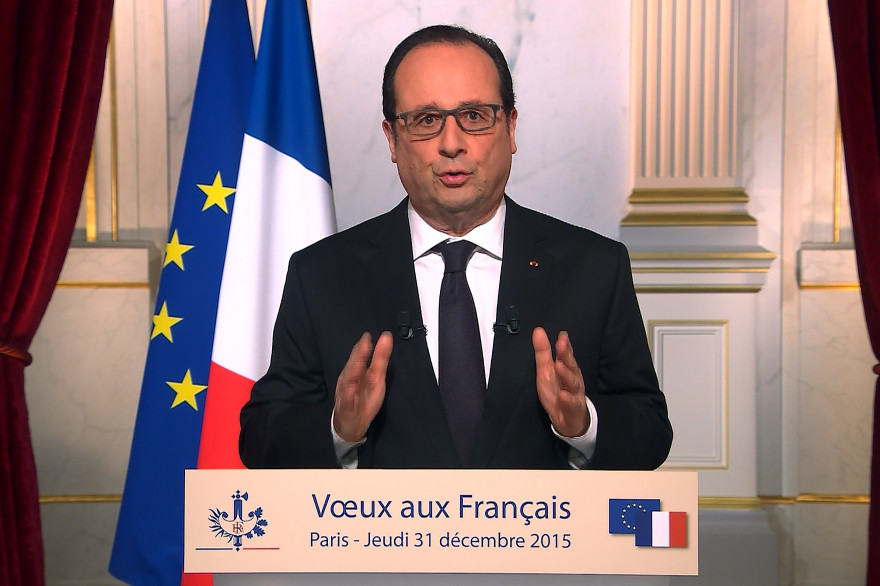 François Hollande, le 31 décembre 2015 lors des traditionnels vœux présidentiels