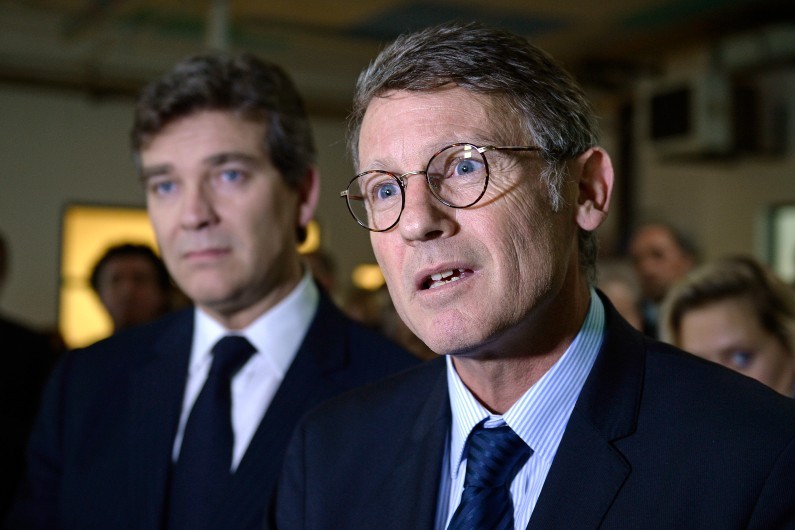 Arnaud Montebourg et Vincent Peillon en octobre 2013 à Oyonnax