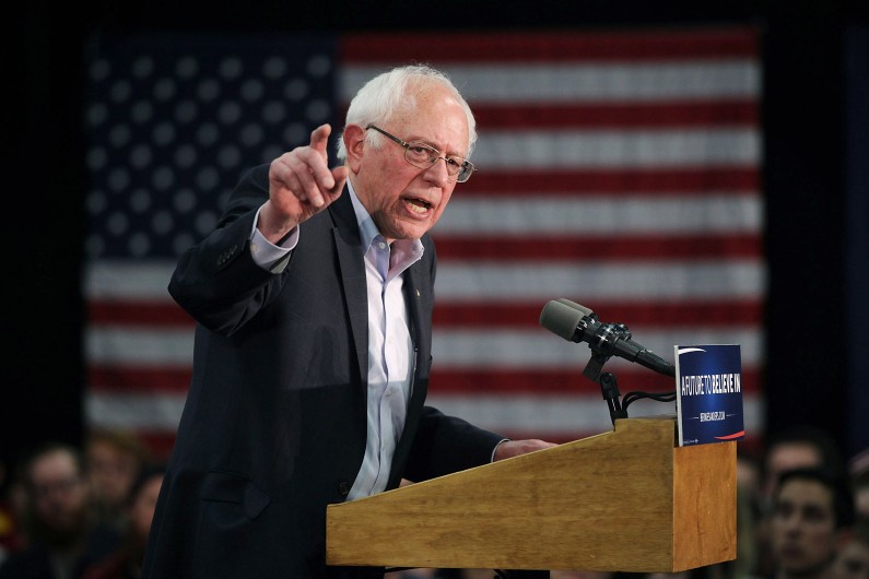 Bernie Sanders, lors d'un discours dans l'Iowa (États-Unis), le 31 janvier 2016