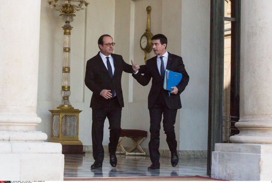 François Hollande et Manuel Valls à l'Élysée, le 10 février 2016
