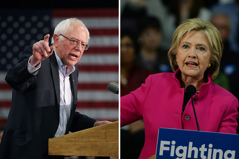 Les deux candidats démocrates à la présidentielle américaine 2016 : Bernie Sanders et Hillary Clinton