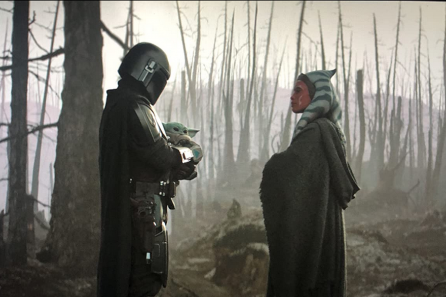 Din Djarin, "Baby Yoda" et Ahsoka Tano dans "The Mandalorian"
