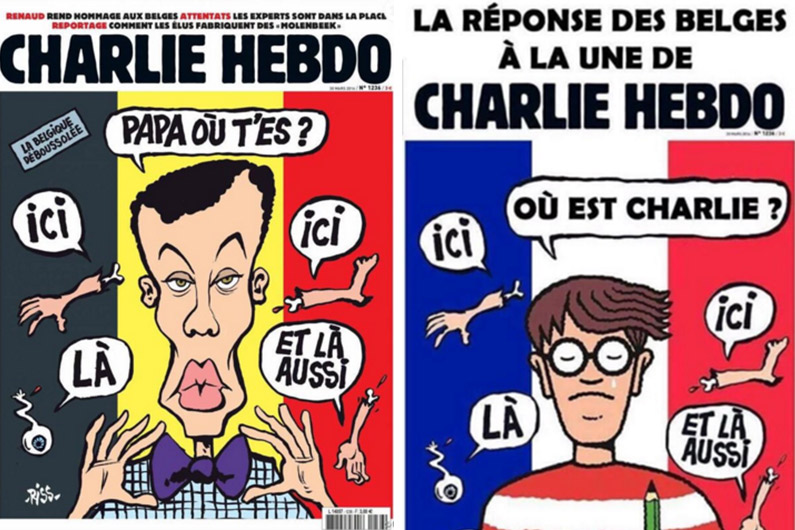 Les citoyens belges reprennent la couverture de Charlie Hebdo