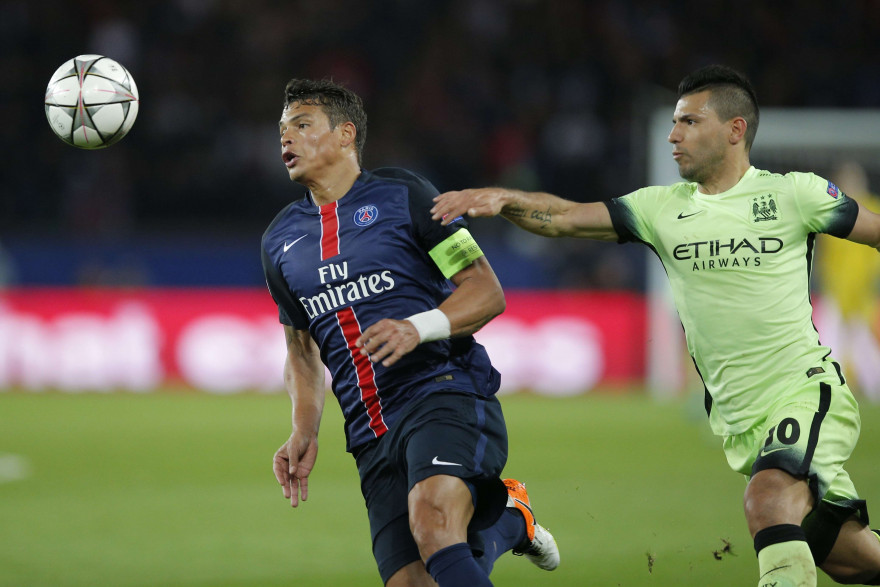 Thaigo Silva et Sergio Agüero mercredi 6 avril 2016