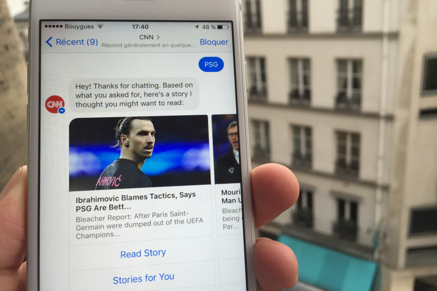 Le bot de CNN est l'un des premiers à débarquer sur Messenger