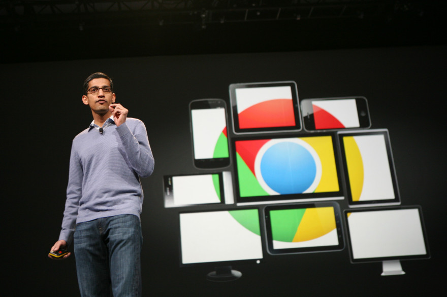 Le président de Google, Sundar Pichai, lors de la présentation du navigateur Chrome