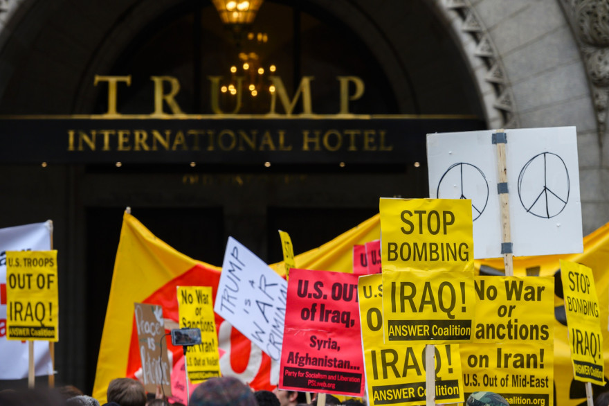 Des manifestants à Washington contre la guerre en Iran