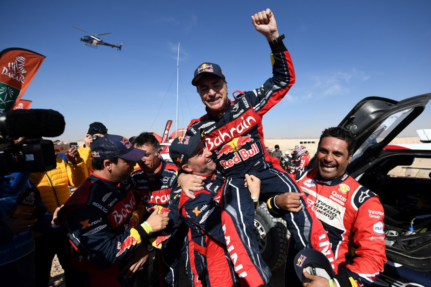 Carlos Sainz, lors de sa victoire au Dakar, le 17 janvier 2020.