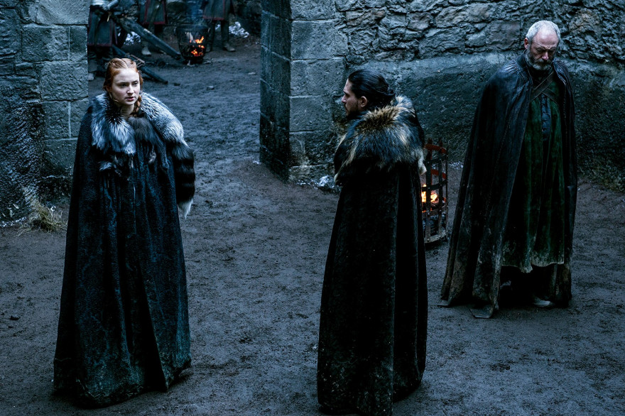 Sansa Stark, Jon Snow et Ser Davos dans "Game of Thrones"