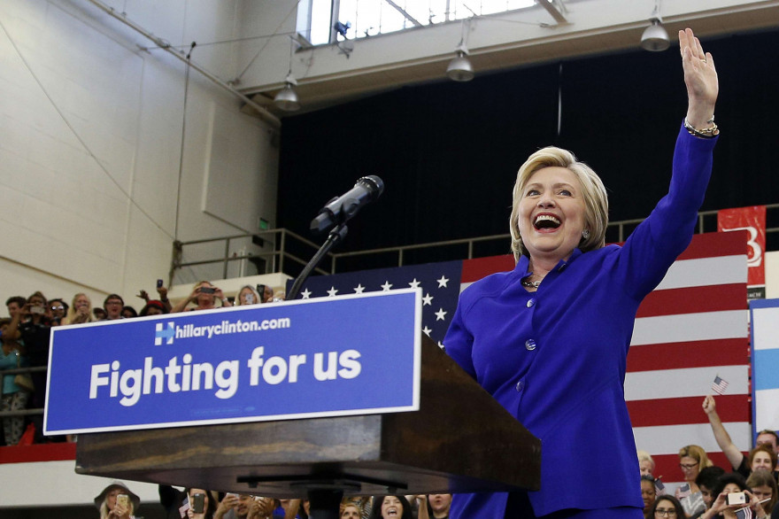Hillary Clinton le 6 juin 2016 à Long Beach (Californie).