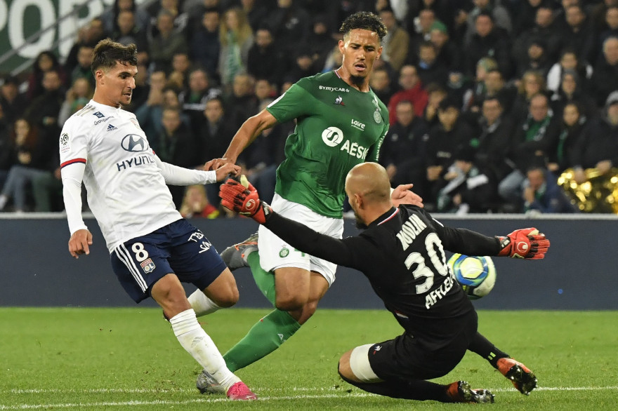 Houssem Aouar, William Saliba et Jessy Moulin à Saint-Étienne le 6 octobre 2019