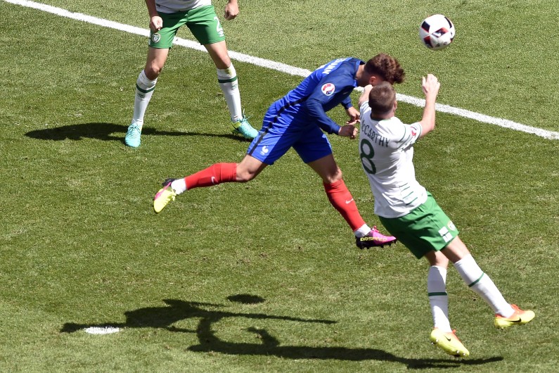 Antoine Griezmann lors de France-Irlande en quart de finale de l'Euro 2016 à Lyon