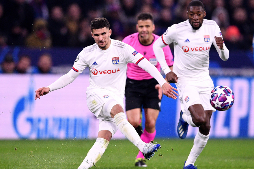 Houssem Aouar lors du 8e de finale aller contre la Juventus de Turin.