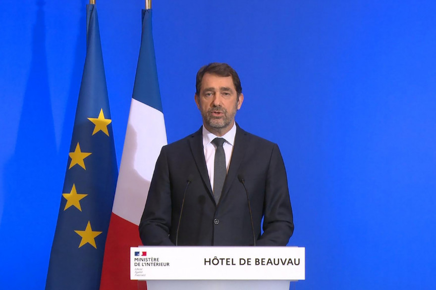 Christophe Castaner lors de sa prise de parole le 16 mars 2020.