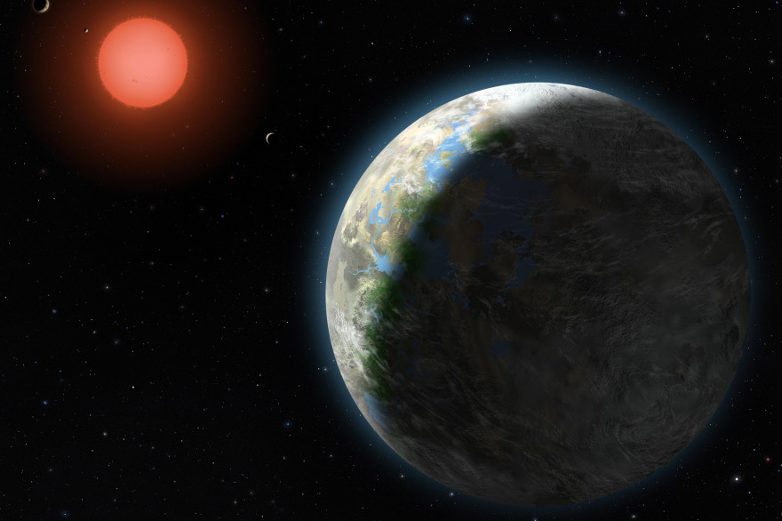 Vue d'artiste d'une exoplanète en orbite autour de son étoile (illustration)