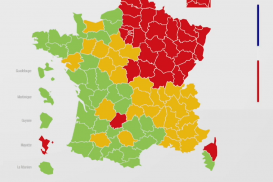 La carte des départements en vert, rouge et orange dévoilée ce jeudi 30 avril par Olivier Véran en vue du déconfinement.