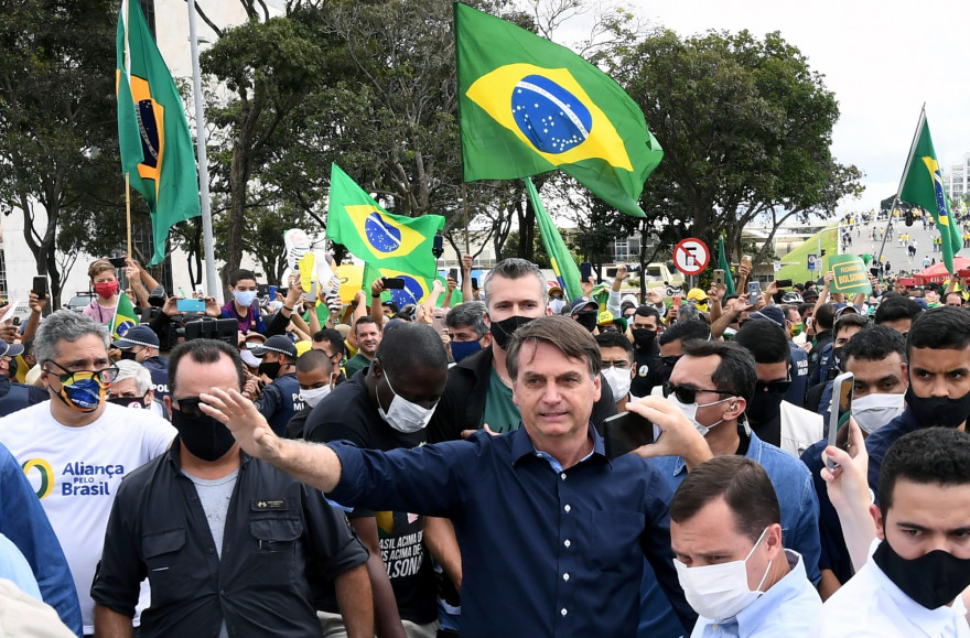 Le président du Brésil, Jair Bolsonaro, lors d'un rassemblement le 24 mai 2020.