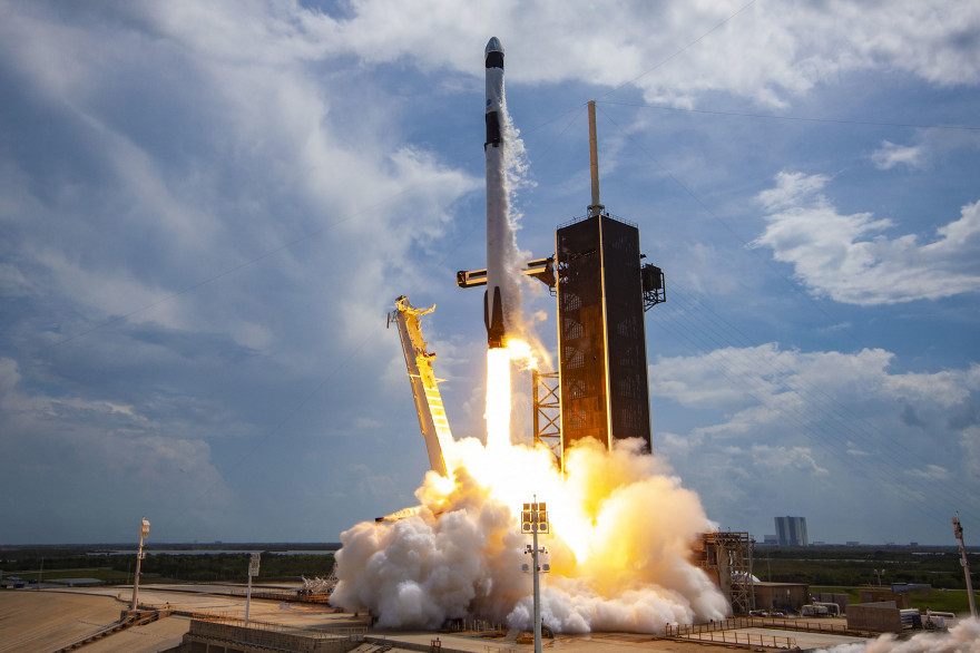 Vue du lancement de la mission Crew Demo 2 de SpaceX et de la Nasa