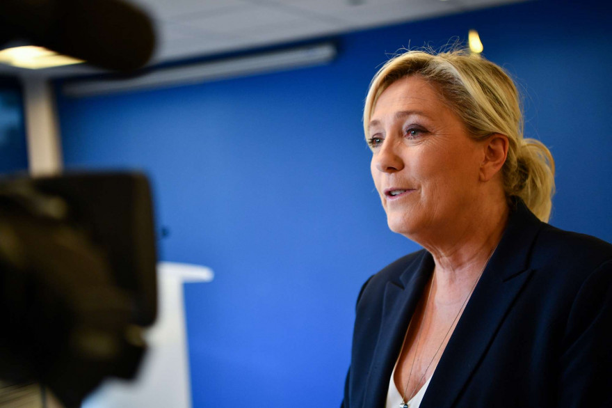 Marine Le Pen, au siège du RN à Nanterre, le 28 juin 2020.