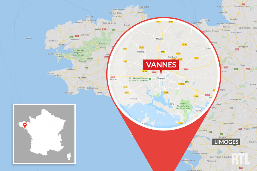 La carte de Vannes en France