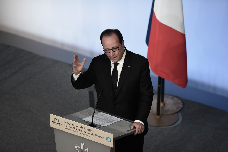 François Hollande, à Florange le 17 octobre 2016