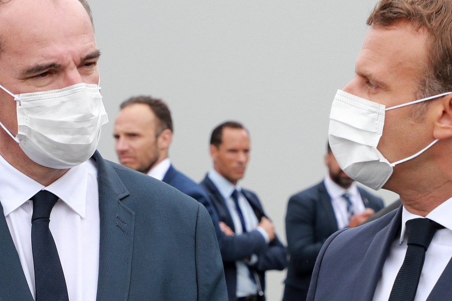 Le président de la République Emmanuel Macron et le Premier ministre Jean Castex le 14 juillet 2020, Place de la Concorde, à Paris