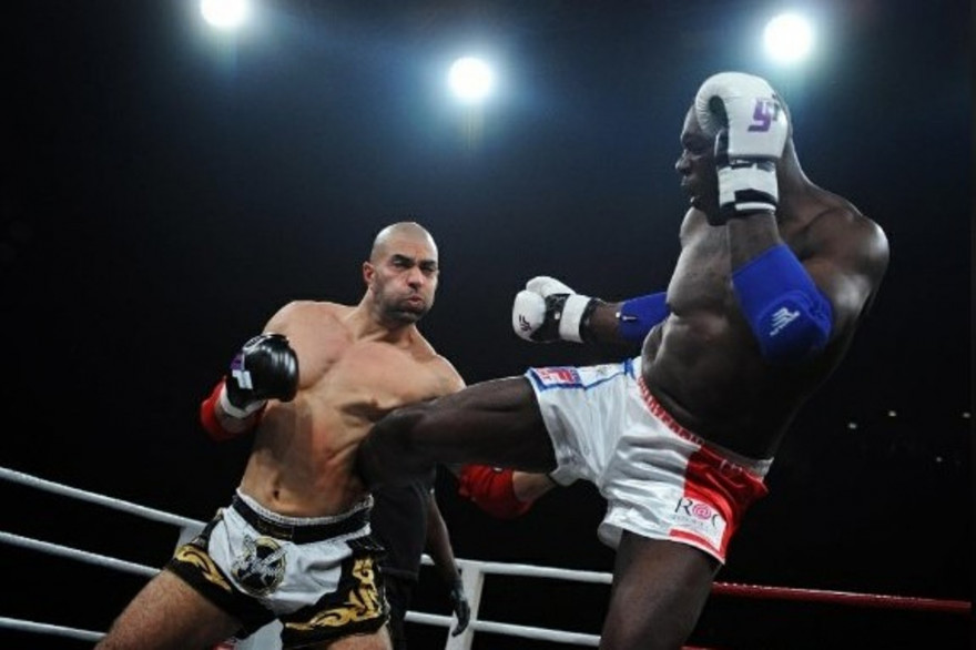 Le boxeur Patrice Quarteron, lors d'un combat