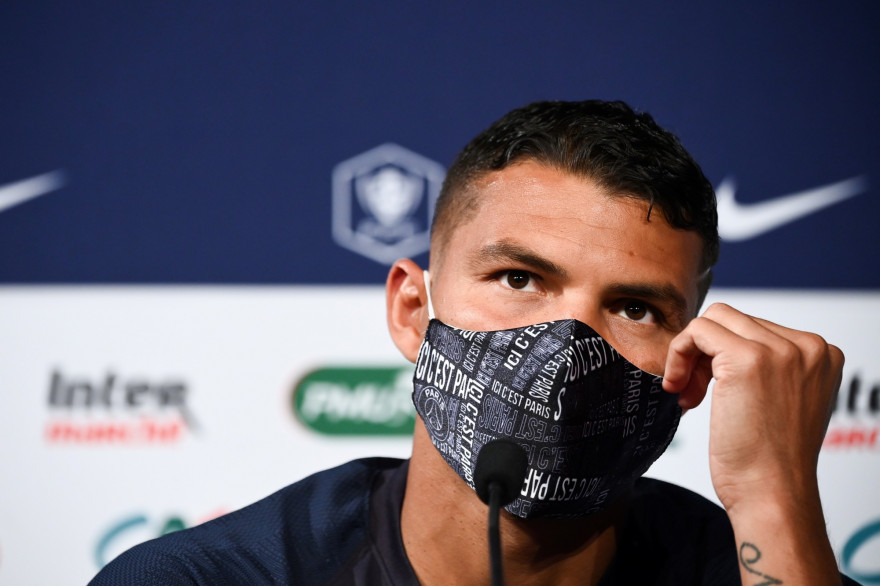 Thiago Silva lors d'une conférence de presse le 23 juillet 2020