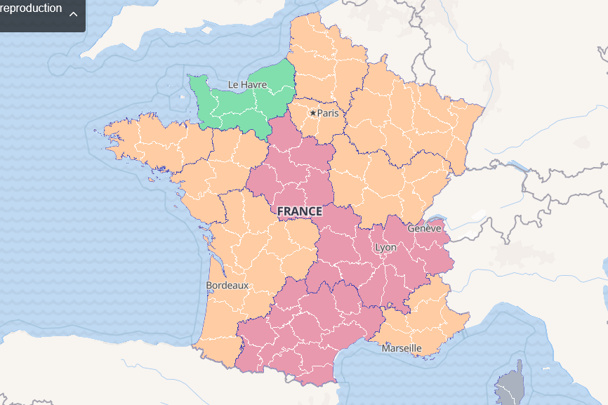Le R0 au 25 juillet 2020 (capture d'écran réalisée le 30 juillet)