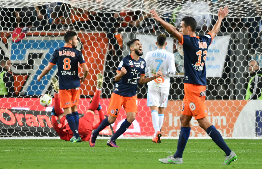 Guidés par un excellent Ryad Boudebouz (au centre), Montpellier a battu Marseille 3-1 en ouverture de la 12e journée de L1
