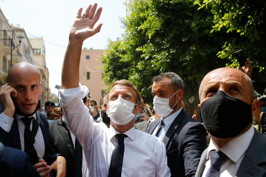 Le président de la République Emmanuel Macron en visite au Liban le 6 août 2020