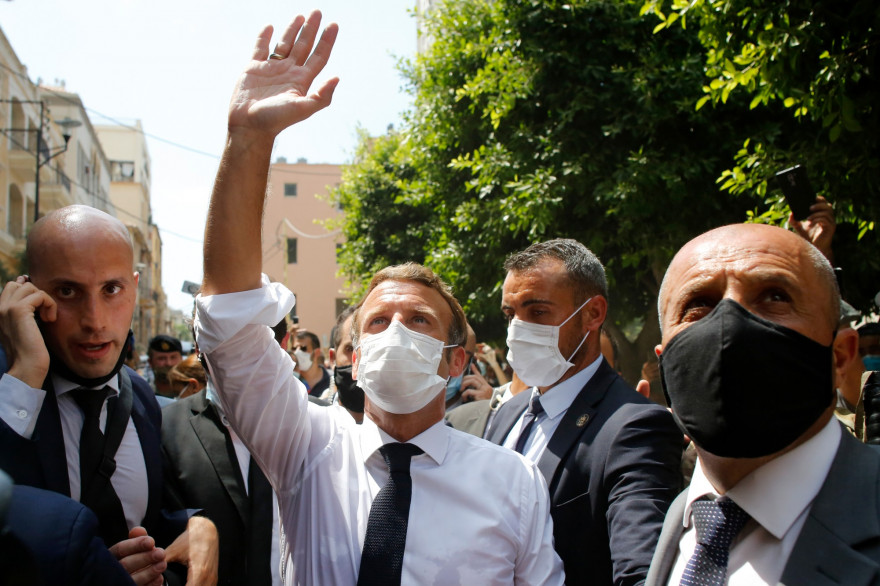 Le président de la République Emmanuel Macron en visite au Liban le 6 août 2020