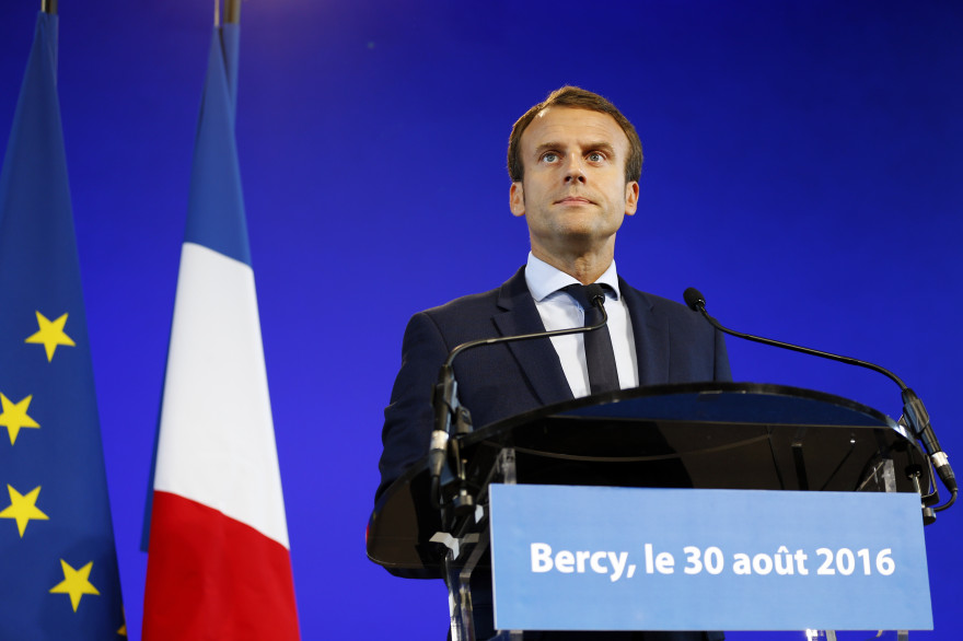 Emmanuel Macron lors de l'annonce de sa candidature à la présidentielle, le 16 novembre 2016