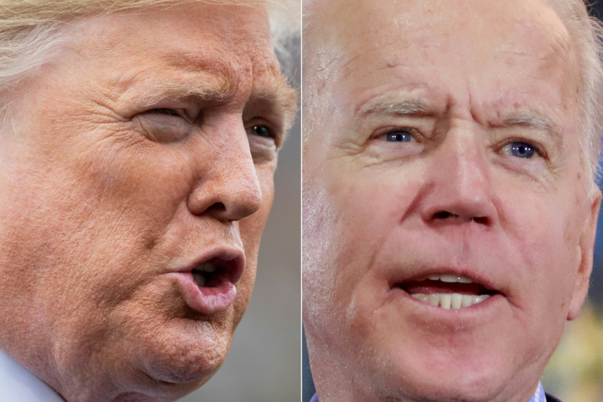 Les deux candidats à l'élection présidentielle américaine 2020 : Donald Trump pour le Parti républicain face à Joe Biden pour le Parti démocrate.