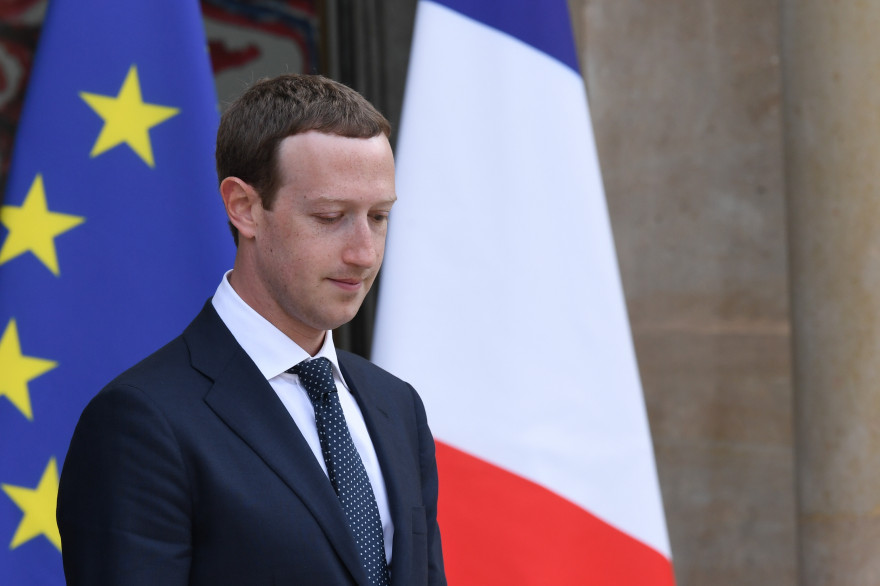 Le président de Facebook Mark Zuckerberg à l'Élysée en marge du sommet "Tech for Good" en mai 2018