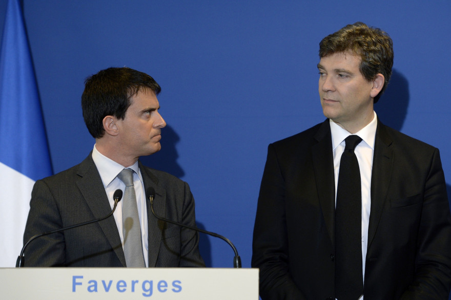 Manuel Valls et Arnaud Montebourg, le 12 mai 2014 à Faverges