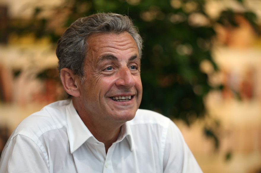 Nicolas Sarkozy, lors de la présentation de son ouvrage "Le Temps des Tempêtes", le 24 juillet 2020 à Ajaccio (Corse).