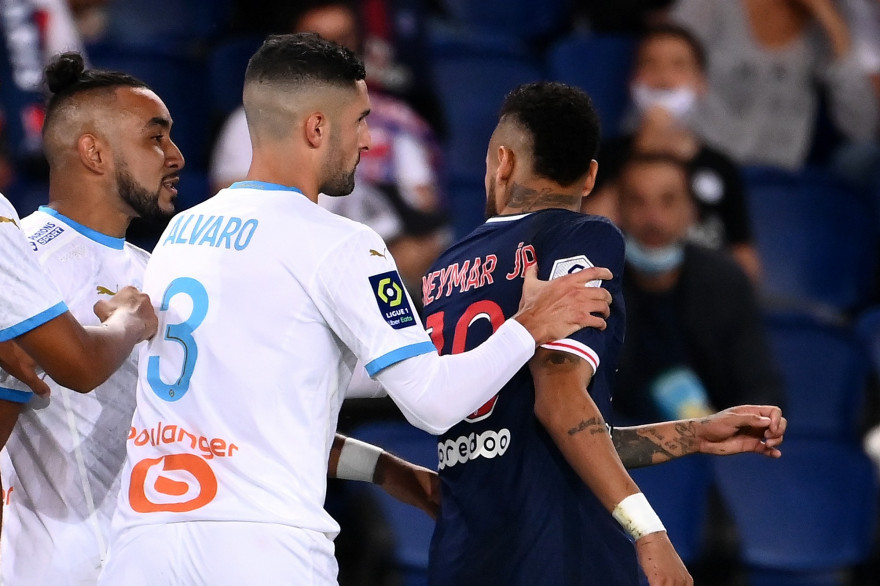 Alvaro et Neymar lors de PSG-OM du 13 septembre 2020