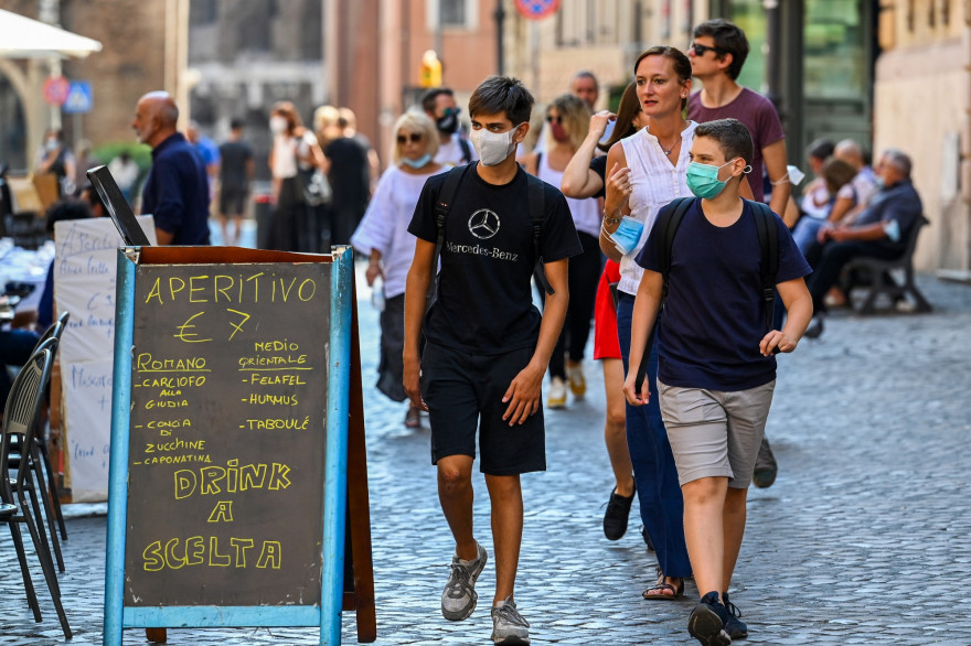Une rue de Rome, le 15 septembre 2020