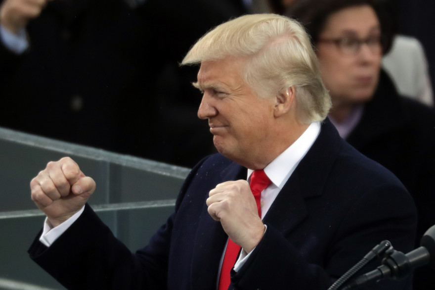 Donald Trump lors de son discours d'investiture, le 20 janvier à Washington