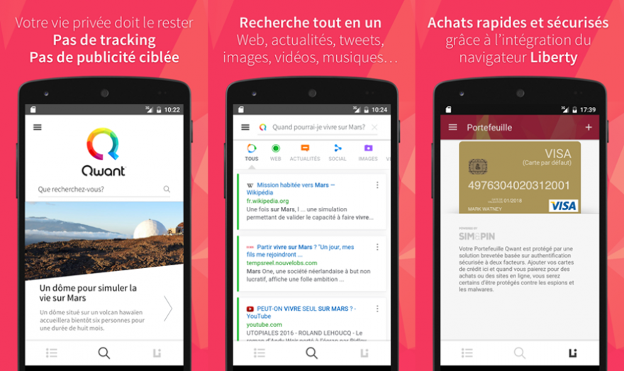 Le moteur de recherche anonyme Qwant débarque sur mobile