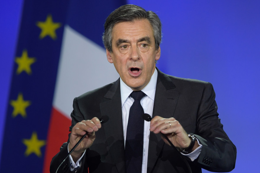 François Fillon, candidat à l'élection présidentielle 2017, lors de son meeting à la Villette le 29 janvier