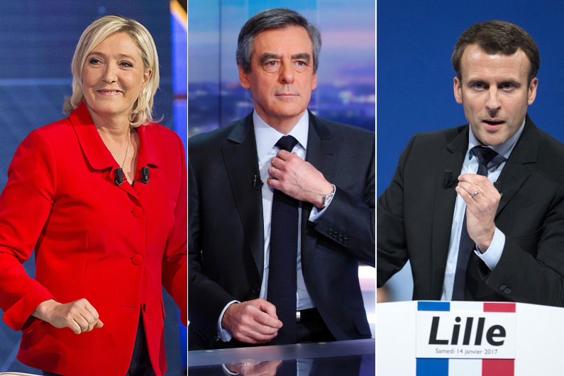 Marine Le Pen, François Fillon et Emmanuel Macron