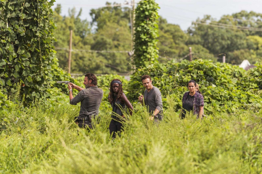 Rick et ses compagnons dans "The walking Dead"