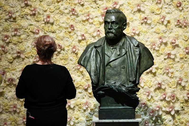 Illustration du buste d'Alfred Nobel, à Stockolm, en Suède