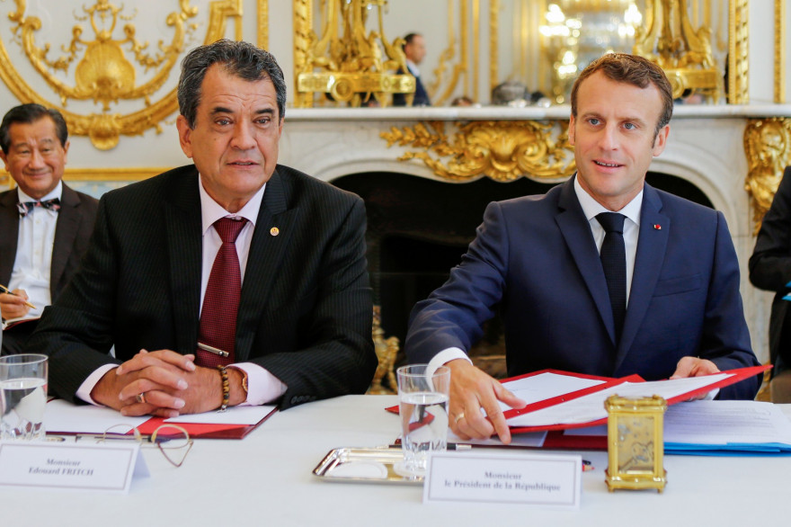 Edouard Fritch, président de la Polynésie et Emmanuel Macron en juillet 2019