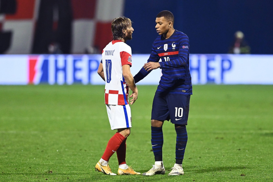 Luka Modric et Kylian Mbappé à Zagreb le 14 octobre 2020