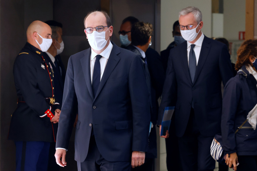 Le Premier ministre Jean Castex et le ministre de l'Économie Bruno Le Maire le 15 octobre 2020 à Paris