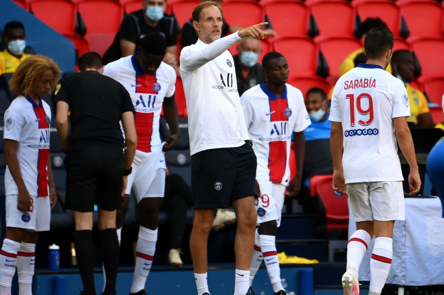 Thomas Tuchel et les Parisiens au Parc des Princes le 5 août 2020